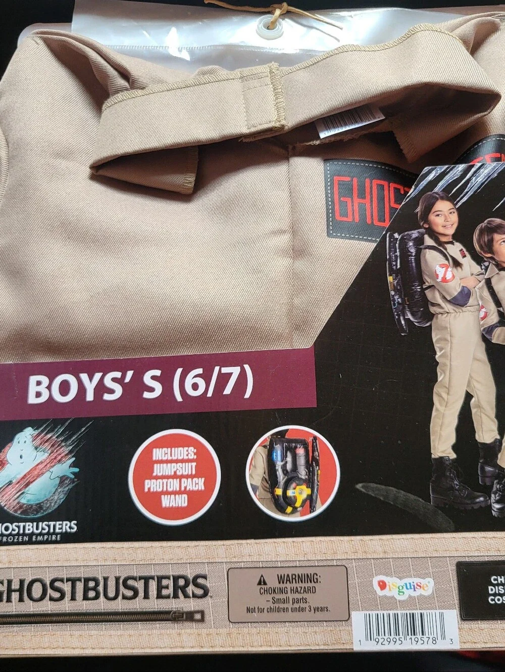 Disguise Kids Tan Ghostbuster-Style Jumpsuit Costume with Patch